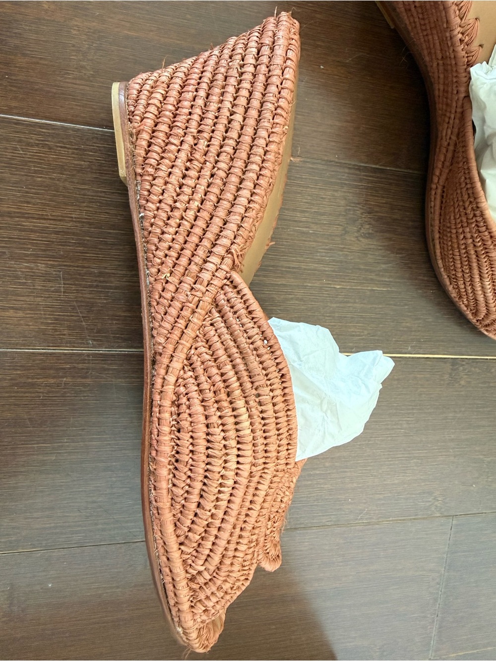 Raffia Slide Mules in Cognac - Picture 3 of 8